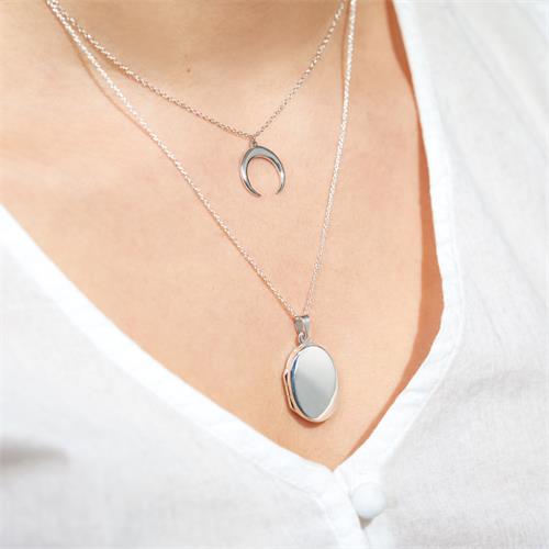 Half Moon Necklace In 925 Sterling Silver