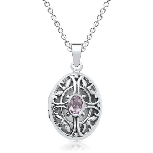 Silberkette mit Medaillon Amethyst