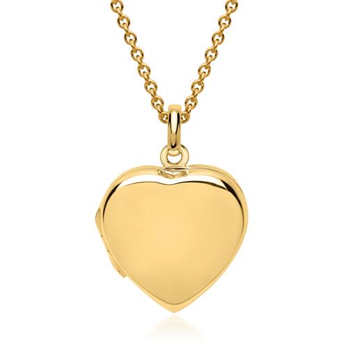 Necklace With Polished Heart Locket Gold Plated