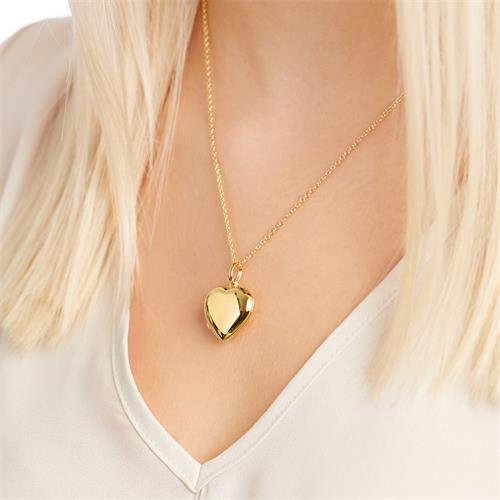 Necklace With Polished Heart Locket Gold Plated
