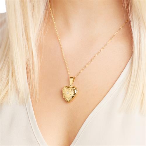 Gold Plated Heart Locket Decorated