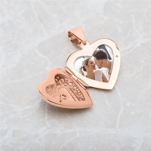 Rose Gold Plated Heart Locket Decorated