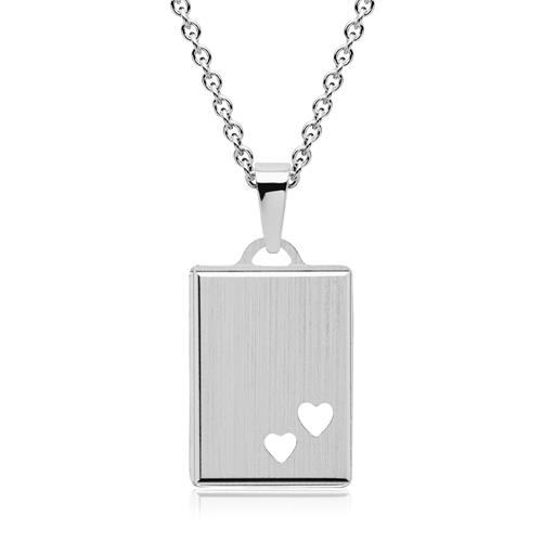Pendant, Engravable, Sterling Silver With Two Hearts