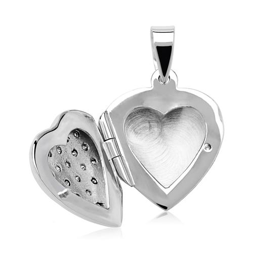 Engraving Locket Heart Sterling Silver Zirconia