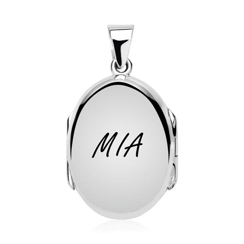 Sterling Silver Engraving Locket With Zirconia