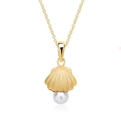 Kette Muschel mit Perle aus Sterlingsilber vergoldet