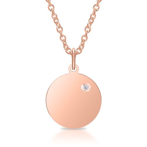 Necklace 925 Silver Rose Gold Plated With Diamond Engravable