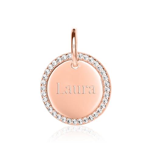 Lady pendant in sterling silver, rosé with zirconia