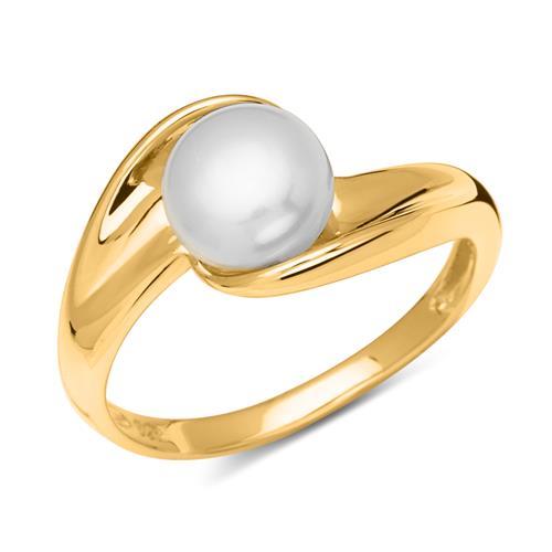 Sterling Silver Ring Gold Plated With White Pearl