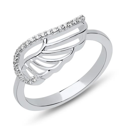 Ring Wings Engravable Sterling Silver Zirconia