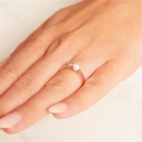 Ring für Damen aus 925er Silber mit Perle, IP Rosé