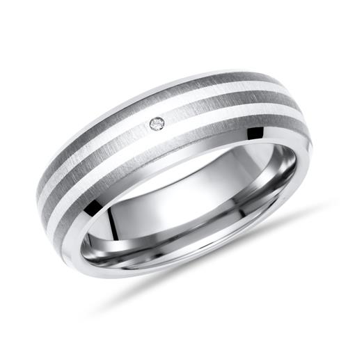 Moderner Ring Titan Einlage Silber & Brillant