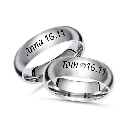 Titanium Wedding Rings With Laser Engraving Matt
