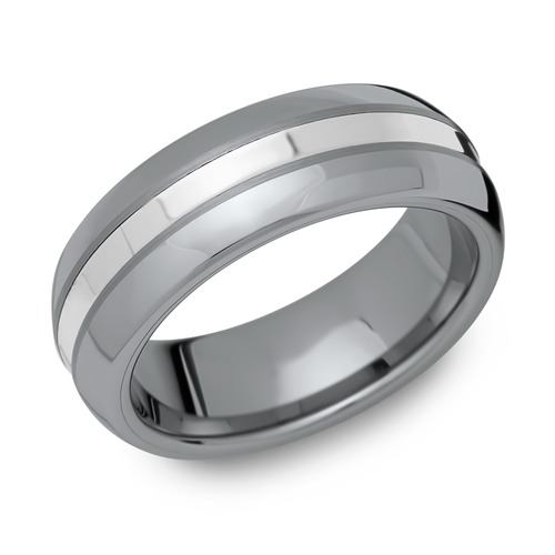 Wedding Rings Tungsten Silver Inlay