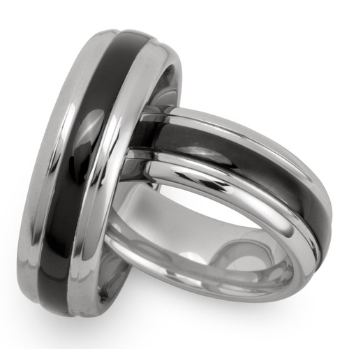 Wedding Rings Tungsten Ion Coated Engraving