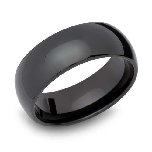 Polished Tungsten Wedding Rings Black
