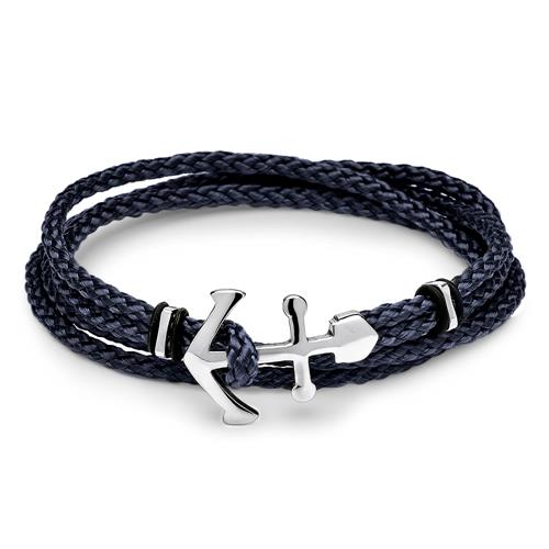 Unisex Armband blau schwarz mit silber Anker