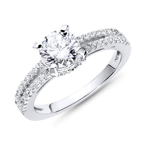 High Quality Engagement Ring Silver Zirconia