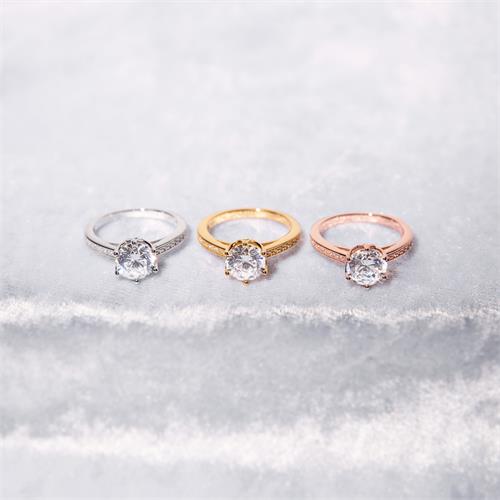 Ring in pink gold-plated sterling silver with zirconia