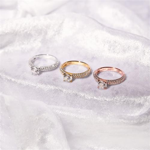 925 silver rosé gold plated ring with zirconia