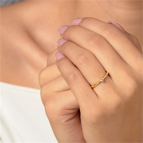 Engagement Ring 14ct Yellow Gold Diamond 0,05 Hoops