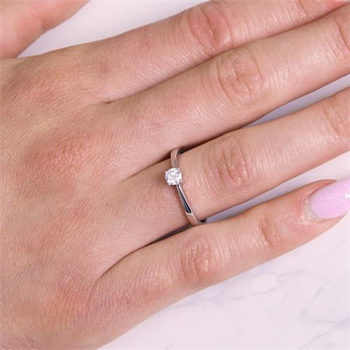 Engagement Ring In 14K White Gold With Diamond, 0.25 Ct.