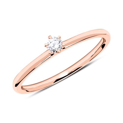 14ct Rose Gold Engagement Ring With Diamond 0,10 ct.