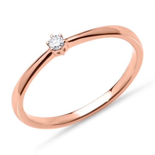 Engagement Ring In 14ct Rose Gold With Diamond 0,05 ct.