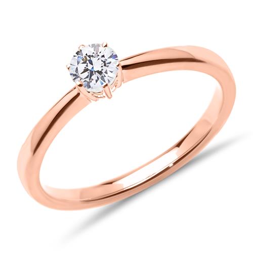 Solitärring aus 14K Roségold mit Brillant, lab-grown