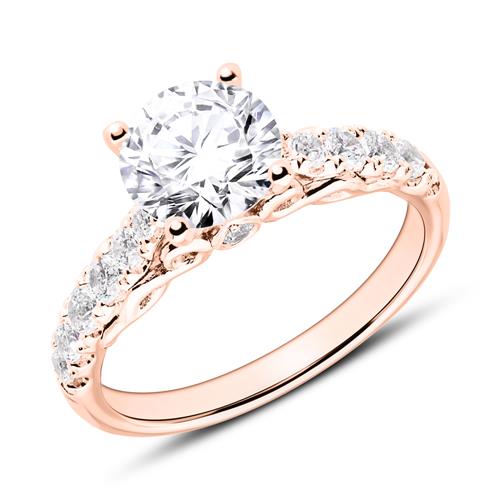 18 Karaat Rosegouden Verlovingsring Met Diamanten