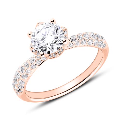 18ct Pink Gold Engagement Ring With Diamonds