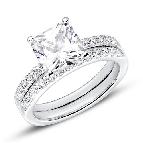 Engagement Ring In Sterling Silver Zirconia, Engravable