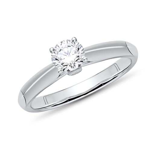 18K White Gold Engagement Ring With Diamonds, Approx. 0.33 Ct.