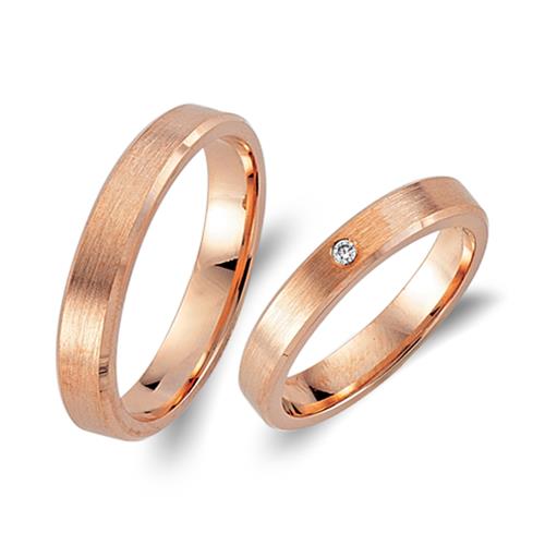 Wedding Rings 18ct Red Gold With Diamond