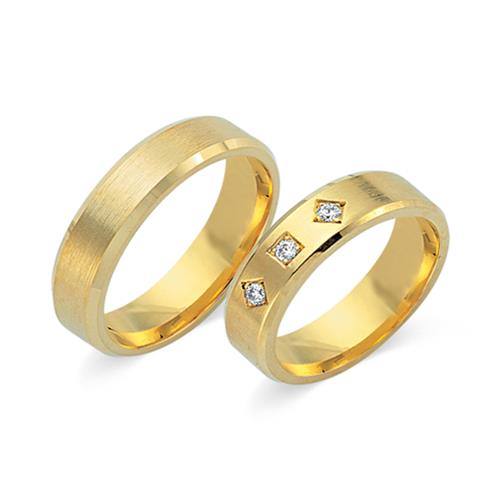 Wedding Rings 14ct Yellow Gold 3 Diamonds