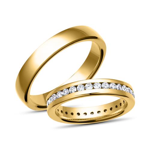 Wedding Rings 18ct Yellow Gold 32 Diamonds