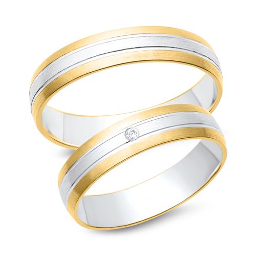 Wedding Rings 18ct Yellow-White Gold With Diamond
