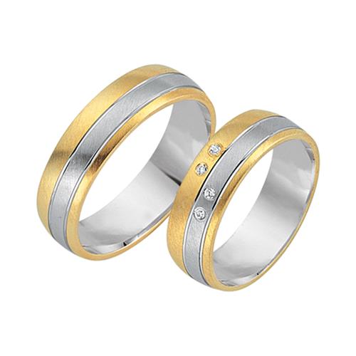 Wedding Rings 18ct Yellow-White Gold 4 Diamonds