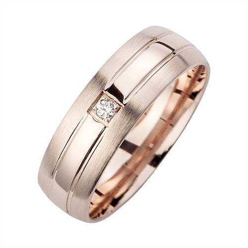Wedding Rings Rose Gold With Diamond Width 6 mm