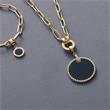 Ginella engravable pendant in stainless steel, synth. onyx, gold