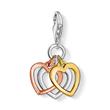 Charm hearts in 925 sterling silver, tricolor