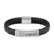 Lander pulsera grabada para hombre en cuero y acero inoxidable