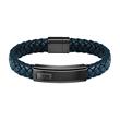 Lander pulsera de cuero y acero inoxidable grabada para hombre