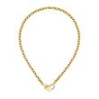 Stainless steel dinya necklace with heart clasp, IP gold