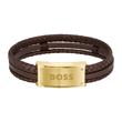 Brown men's leather bracelet galen with stainless steel, gold