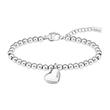 Women's ball bracelet with heart pendant in stainless steel