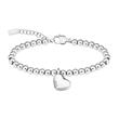 Women's ball bracelet with heart pendant in stainless steel