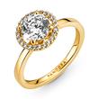 Radiant ring for ladies with cubic zirconia, IP gold