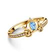 Gold-plated Disney Cinderella ring with blue zirconia