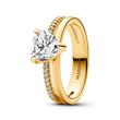 Timeless heart ring for ladies with zirconia, IP gold